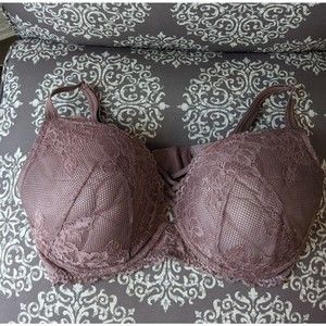 Torrid Curve Women's 40DDD Mauve Lace Criss Cross Push Up Plunge Bra